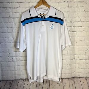 FootJoy Golf Polo‎ Shirt PINEHURST LOGO Men’s Large Blue Black White Striped